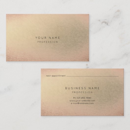 Blush roze roze gouden minuscule huidschoonheid afsprakenkaartje (Voorkant / Achterkant)