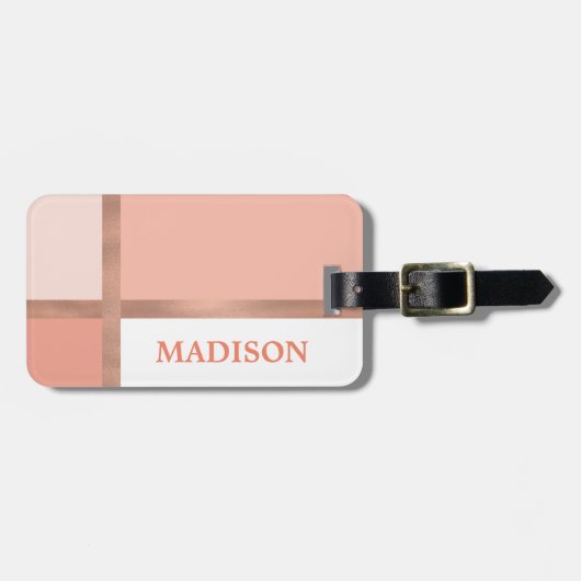 Blush roze roze gouden olievlek kleurenblok bagagelabel (Voorkant horizontaal)