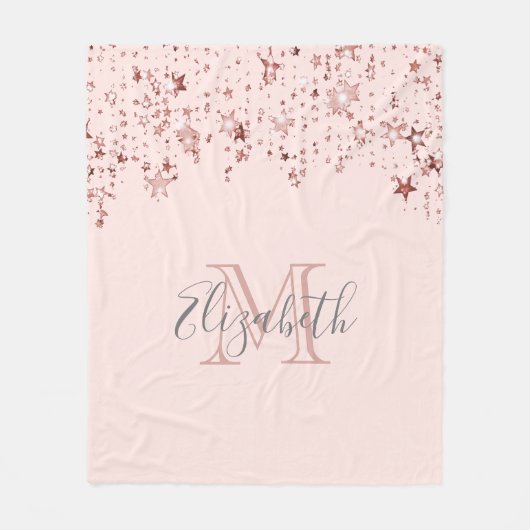 Blush roze roze gouden sterren fleece deken (Voorkant)