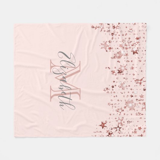 Blush roze roze gouden sterren fleece deken (Voorkant (Horizontaal))