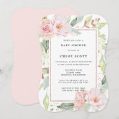 Blush roze roze goudflesvormig Baby shower Kaart (Voorkant / Achterkant)