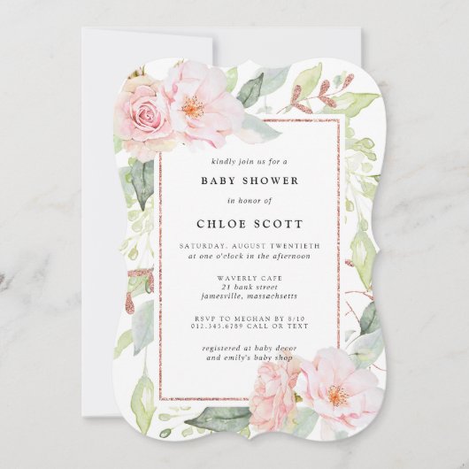 Blush roze roze goudflesvormig Baby shower Kaart (Voorkant)