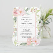 Blush roze roze goudflesvormig Baby shower Kaart (Staand voorkant)