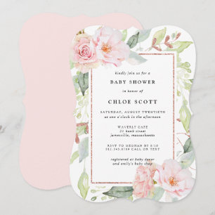 Blush roze roze goudflesvormig Baby shower Kaart