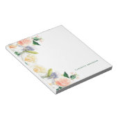 Blush roze roze goudfloralen naamscript notitieblok (Schuin)