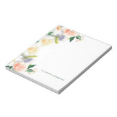 Blush roze roze goudfloralen naamscript notitieblok (Linkerzijde)