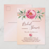 Blush roze roze goudflorals vrijgezellenfeest briefkaart (Voorkant / Achterkant)