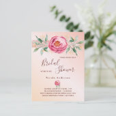 Blush roze roze goudflorals vrijgezellenfeest briefkaart (Staand voorkant)