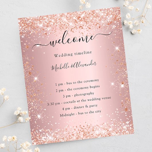 Blush roze roze goudglitter bruiloft