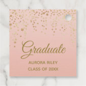 Blush roze roze goudglitter Confetti Afstuderen Bedankjes Labels (Achterkant)