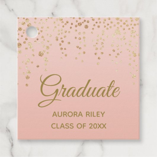 Blush roze roze goudglitter Confetti Afstuderen Bedankjes Labels (Voorkant)