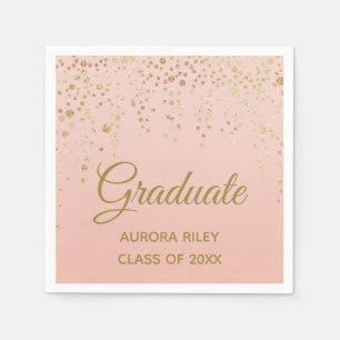 Blush roze roze goudglitter Confetti Afstuderen Servet