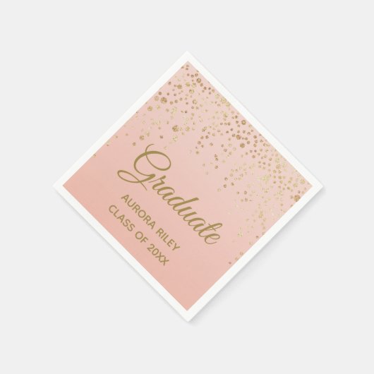 Blush roze roze goudglitter Confetti Afstuderen Servet (Hoek)