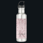 Blush roze roze goudglitter Diamond Monogram Waterfles<br><div class="desc">Elegant, Sparkle Luxury, Glam, Girly faux roos gold glitter diamant confetti personalized monogrammed water fles on poeder blush roze. Met een faux blush roze roze roze glitter en witte diamanten confetti. Een prachtige naamssjabloon in handletterletterlettertypemanuscript met schuine strepen. Voeg jouw naam en monogram initiaal toe. Let op: dit ontwerp is...</div>