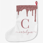 Blush roze roze goudglitter Drivers Monogram Grote Kerstsok (Achterkant)