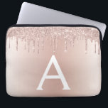 Blush roze roze goudglitter Drivers Monogram Laptop Sleeve<br><div class="desc">Blush roze roze gouden metalen druppelaar Glitter en Sparkle Modern en Elegant Monogram Hoesje. Dit hoesje kan worden aangepast om uw initiaal en voornaam op te nemen en maakt een geweldige kerst of 16 zoete cadeautjes voor 16e verjaardag.</div>