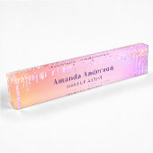 Blush roze roze goudglitter druppelt monogram scho naambordje