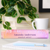 Blush roze roze goudglitter druppelt monogram scho naambordje
