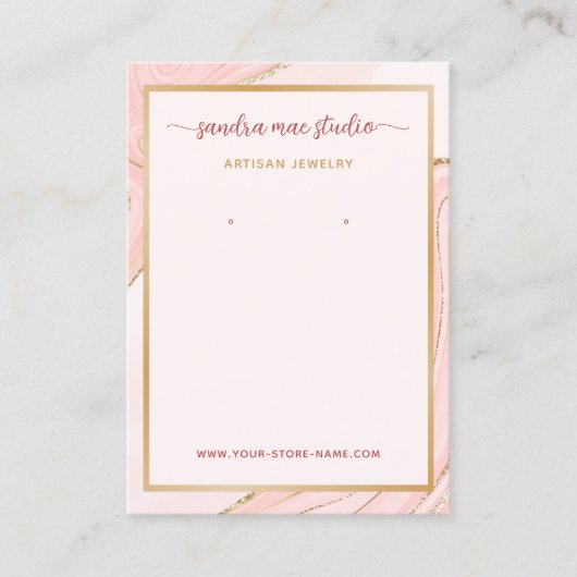 Blush roze roze goudglitter juwelen Kaart Visitekaartje (Voorkant)