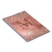 Blush roze roze goudglitter monogram naam notitieboek (Rechterzijde)