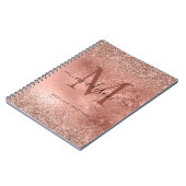 Blush roze roze goudglitter monogram naam notitieboek (Linkerzijde)