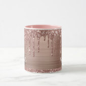 Blush roze roze goudglitterschijven monogrammen mok (Midden)
