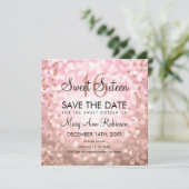 Blush roze roze goudkleurige 16 Glitterlichten Kaart (Staand voorkant)