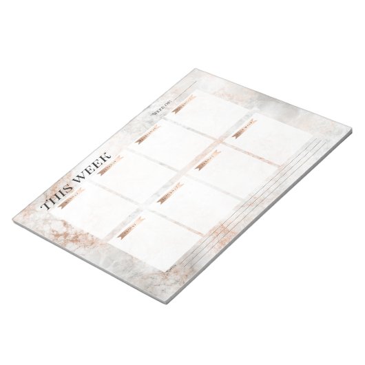 Blush roze roze goudkleurige, stijlvolle weekblad notitieblok (Schuin)