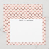 Blush roze roze goudkoper Kiss lips lippenstift Notitiekaartje (Voorkant / Achterkant)