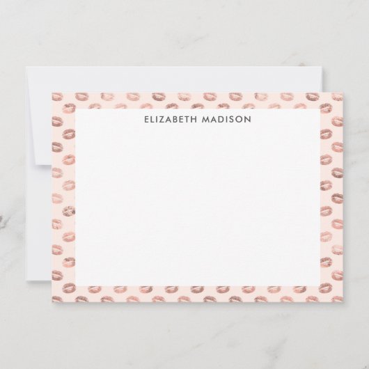 Blush roze roze goudkoper Kiss lips lippenstift Notitiekaartje (Voorkant)