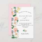 Blush roze roze goudmeel witte bruiloft kaart (Voorkant / Achterkant)