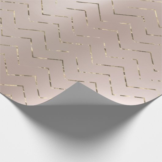 Blush roze roze goudmetallisch fixier VIP Chevron Cadeaupapier (Hoek)