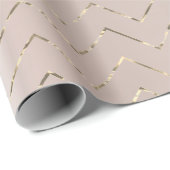 Blush roze roze goudmetallisch fixier VIP Chevron Cadeaupapier (Rol Hoek)