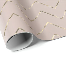 Blush roze roze goudmetallisch fixier VIP Chevron Cadeaupapier