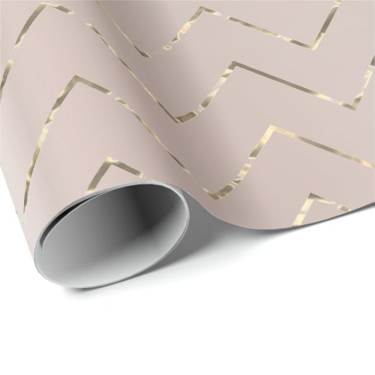 Blush roze roze goudmetallisch fixier VIP Chevron Cadeaupapier (Rol Hoek)