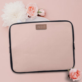 Blush roze roze goudmonogram Hoesje laptop Sleeve