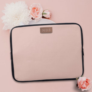 Blush roze roze goudmonogram Hoesje laptop Sleeve