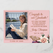 Blush roze roze goudolie Afstuderen Aankondiging (Voorkant)