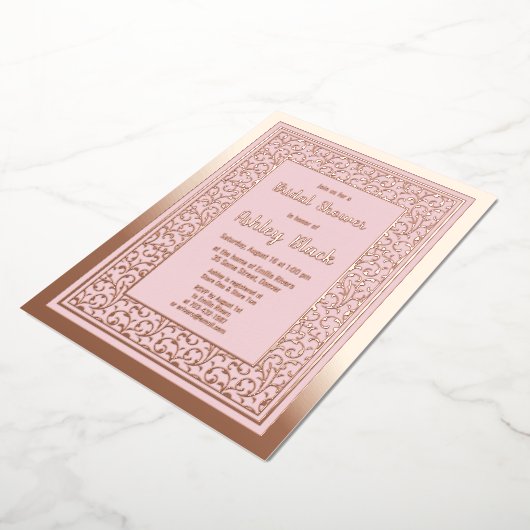 Blush roze roze goudolie Vrijgezellenfeest Folie Uitnodiging (Gedraaid)