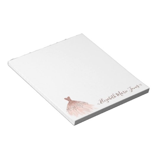 Blush roze roze goudsparkle Meisjesscript Notitieblok (Schuin)
