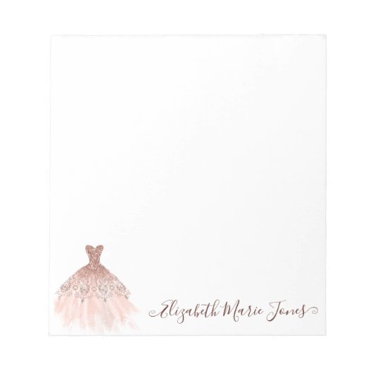 Blush roze roze goudsparkle Meisjesscript Notitieblok (Voorkant)