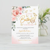 Blush roze roze goudvlindervlinderBaby shower  Kaart (Staand voorkant)