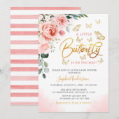 Blush roze roze goudvlindervlinderBaby shower  Kaart (Voorkant / Achterkant)
