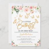 Blush roze roze goudvlindervlinderBaby shower Kaart (Voorkant)
