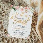 Blush roze roze goudvlindervlinderBaby shower Kaart