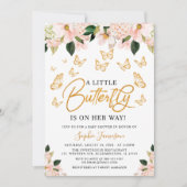 Blush roze roze goudvlindervlinderBaby shower Kaart (Voorkant)