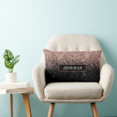 Blush roze roze goudzwart Glitter Monogram Kussen (Stoel)