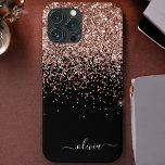 Blush roze roze goudzwart Glitter Monogram Naam Case-Mate iPhone Case<br><div class="desc">Roos Gold - Blush roze en Black Faux Sparkle and Dripping Glitter Brushed Metal Monogram Name and Initiaal Phone. Dit maakt de perfecte liefhebbende 16 verjaardag,  bruiloft,  vrijgezellenfeest,  verjaardagsdag,  baby shower of vrijgezellenfeest voor iemand die van luxe glam en stijl houdt.</div>