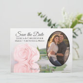 Blush roze roze met ovale foto Romantic Weddenscha Save The Date (Staand voorkant)