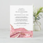 Blush roze roze moderne bruiloft kaart (Staand voorkant)